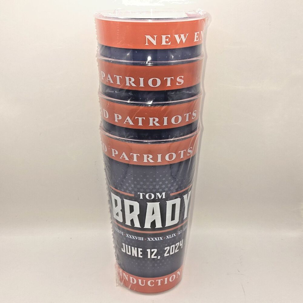 4 New Tom Brady June 12, 2024 New England Patriots Hall of Fame Induction Cups